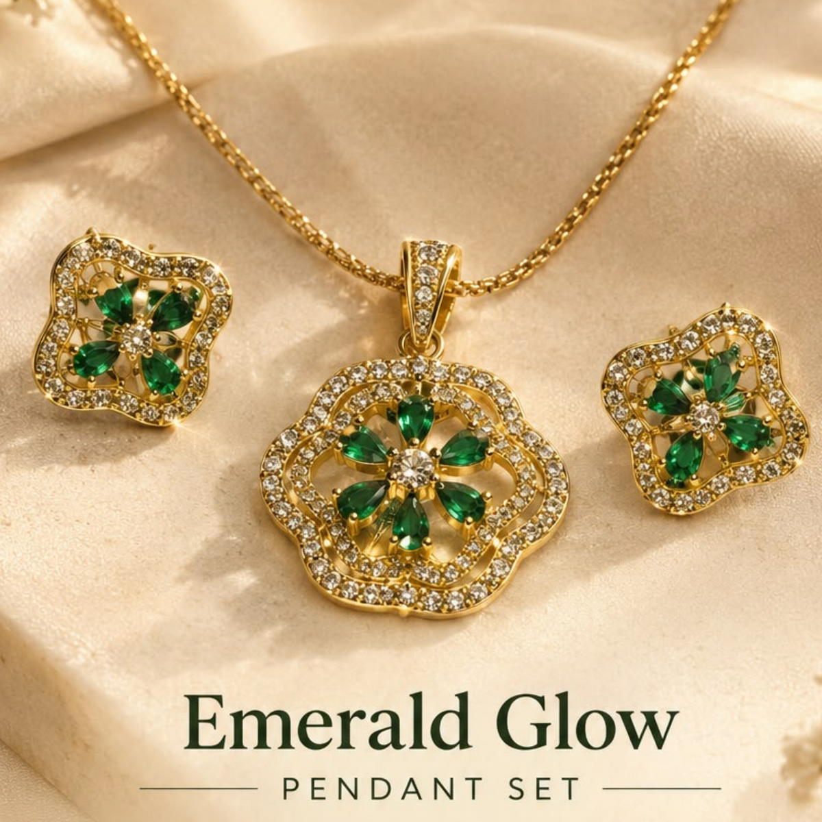 Emerald Glow Pendant Set
