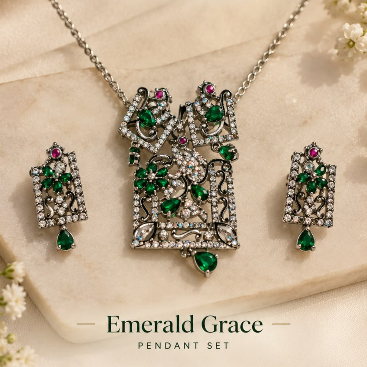 Emerald Grace Pendant Set