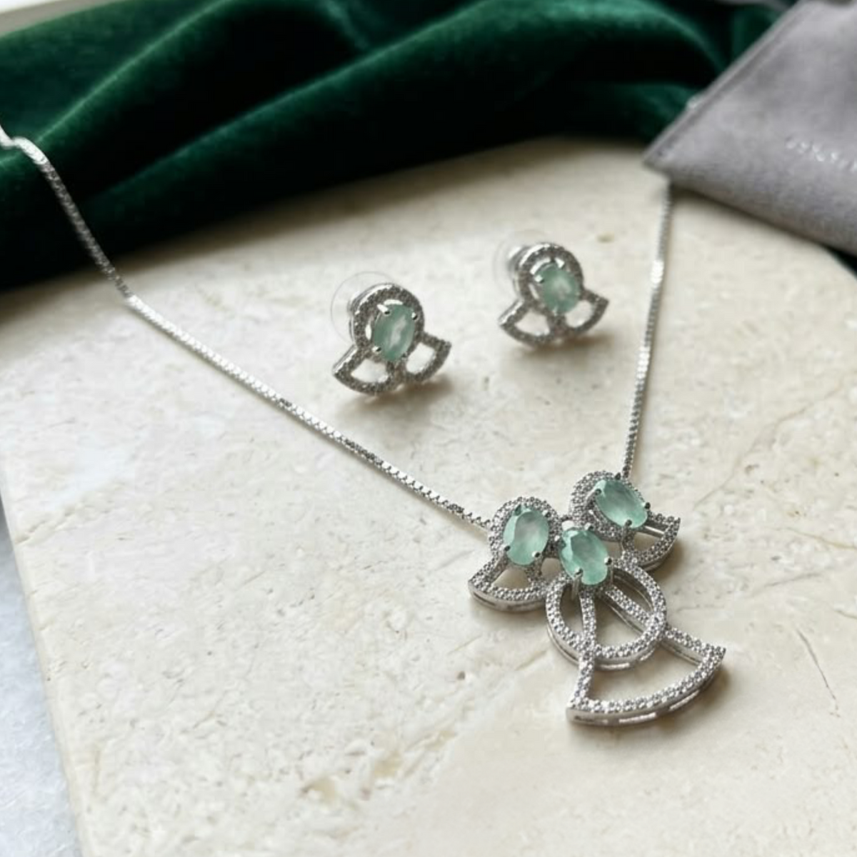 Prasiolite & Diamond Gala Set