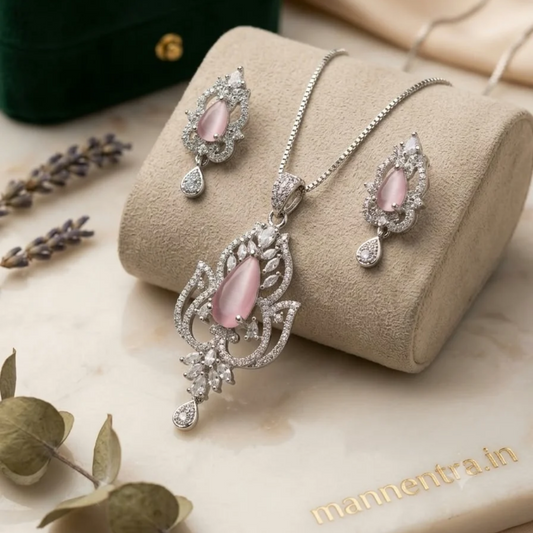 Rose Quartz & Pave Set