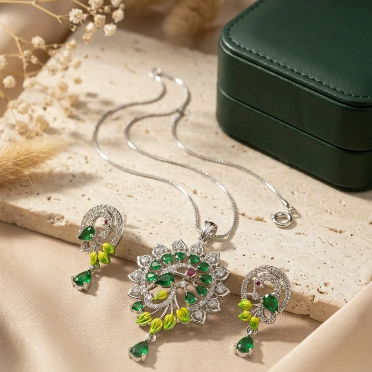 Emerald Peacock Grace Set