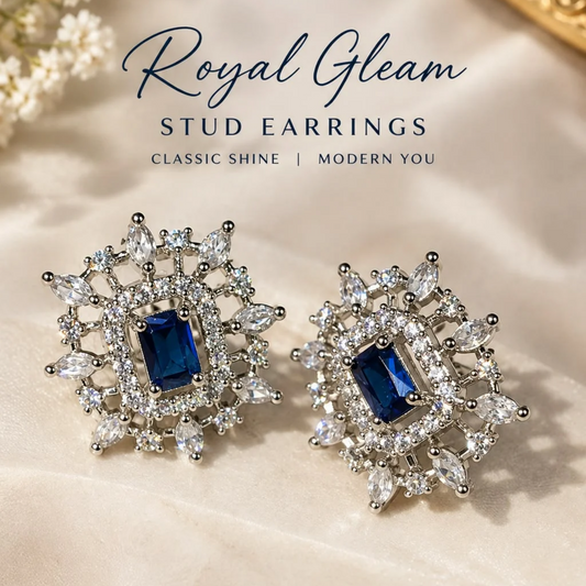 Royal Gleam Blue Stud Earrings